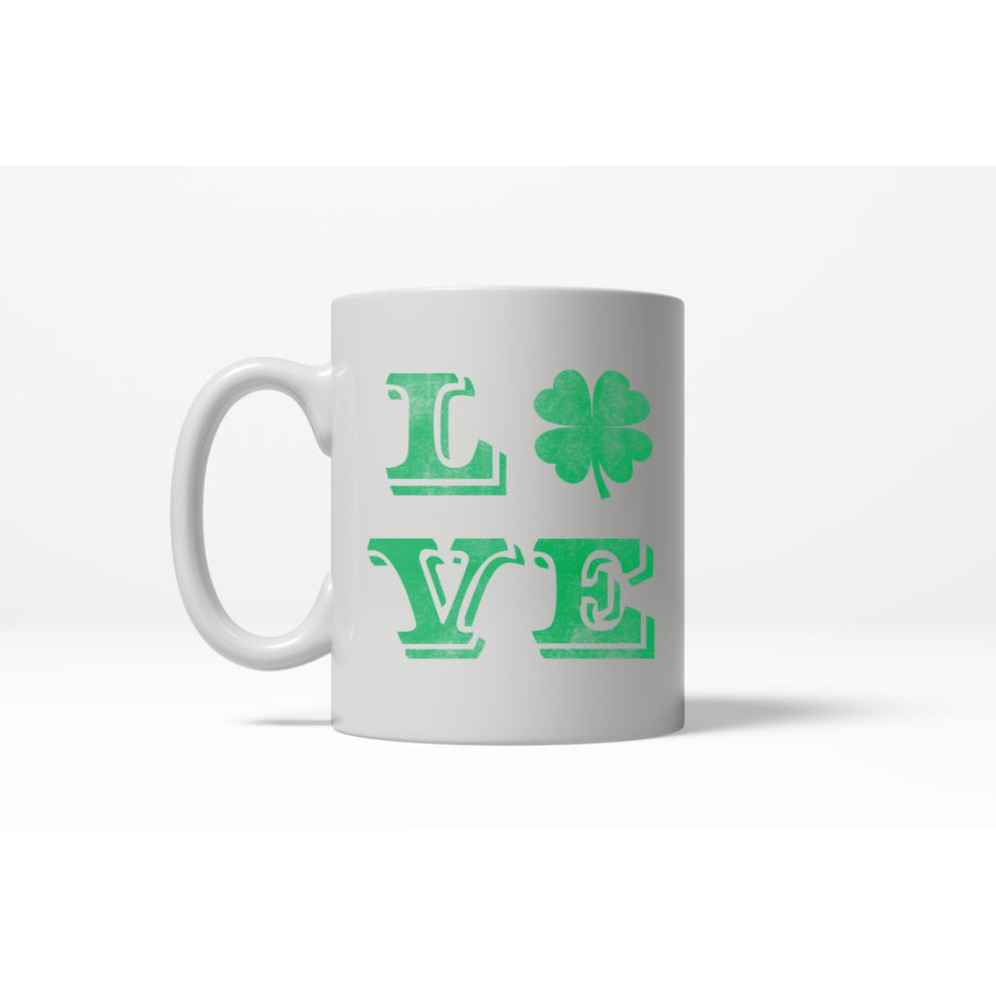 LOVE Lucky Clover Vintage Cute Irish St. Patricks Day Ceramic Coffee Drinking Mug - 11oz Image 1