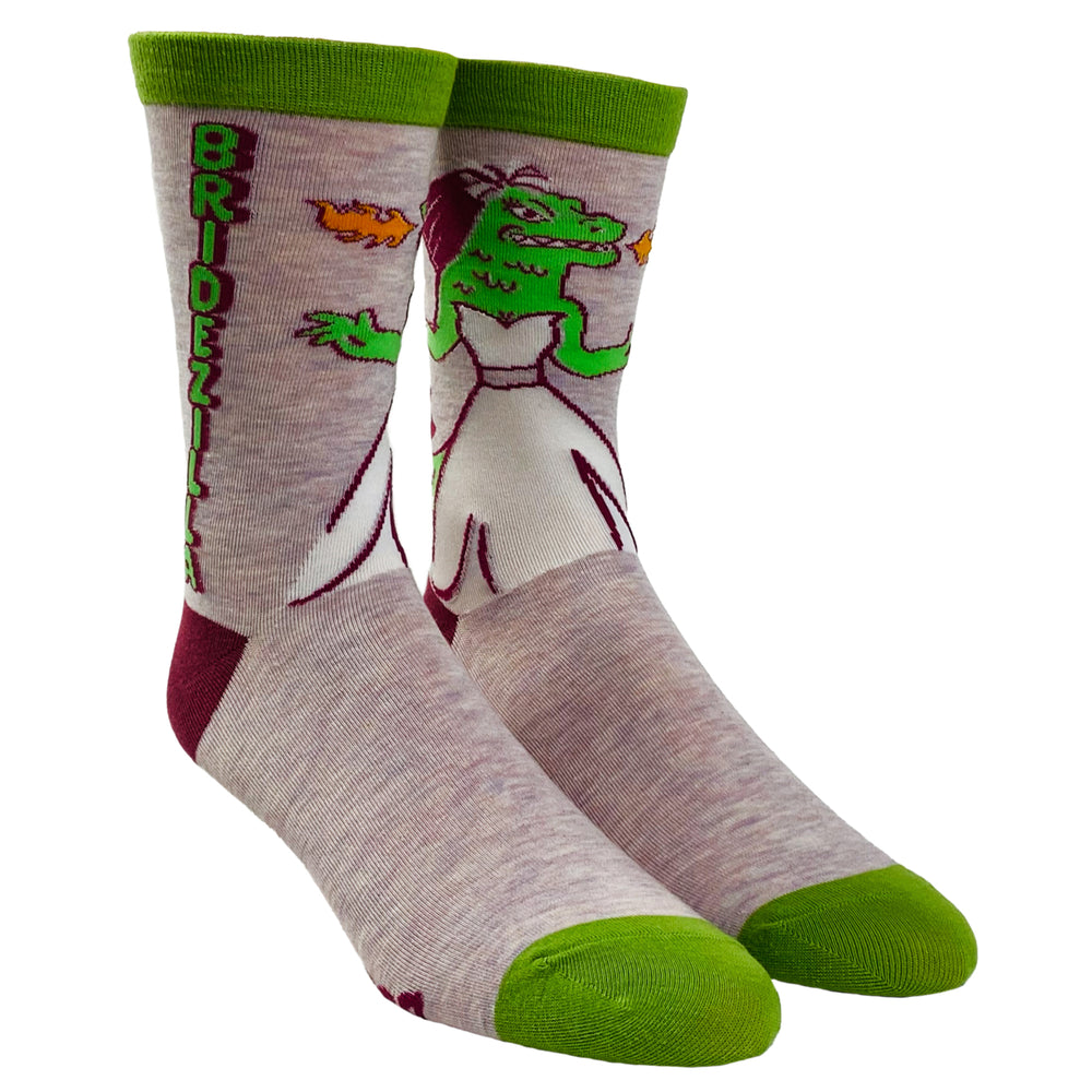 Womens Bridezilla Socks Funny Wedding Day Godzilla Monster Sarcastic Novelty Footwear Image 2