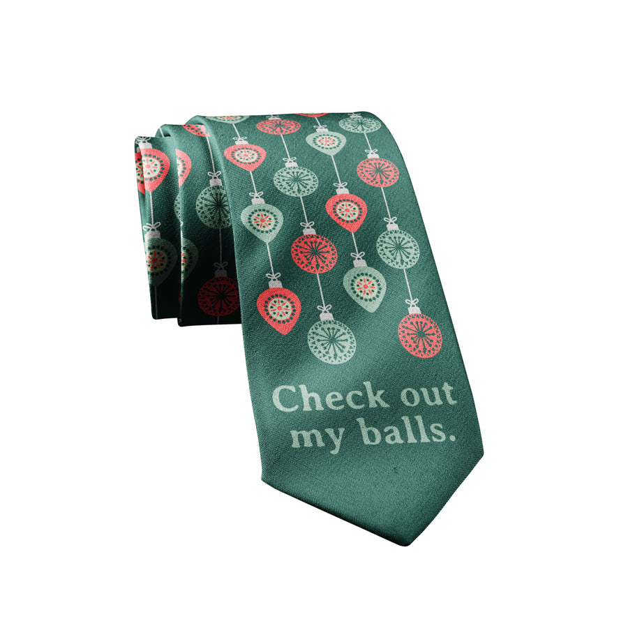 Check Out My Balls Necktie Funny Neckties for Men Christmas Tie for Guys Mens Novelty Neckties Image 1