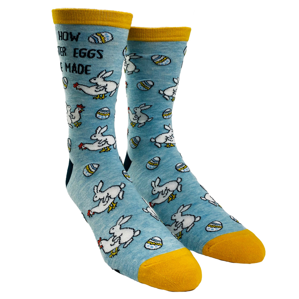 Mens How Easter Eggs Are Made Socks Funny Easter Bunny Chicken Novelty Graphic Footwear Image 2
