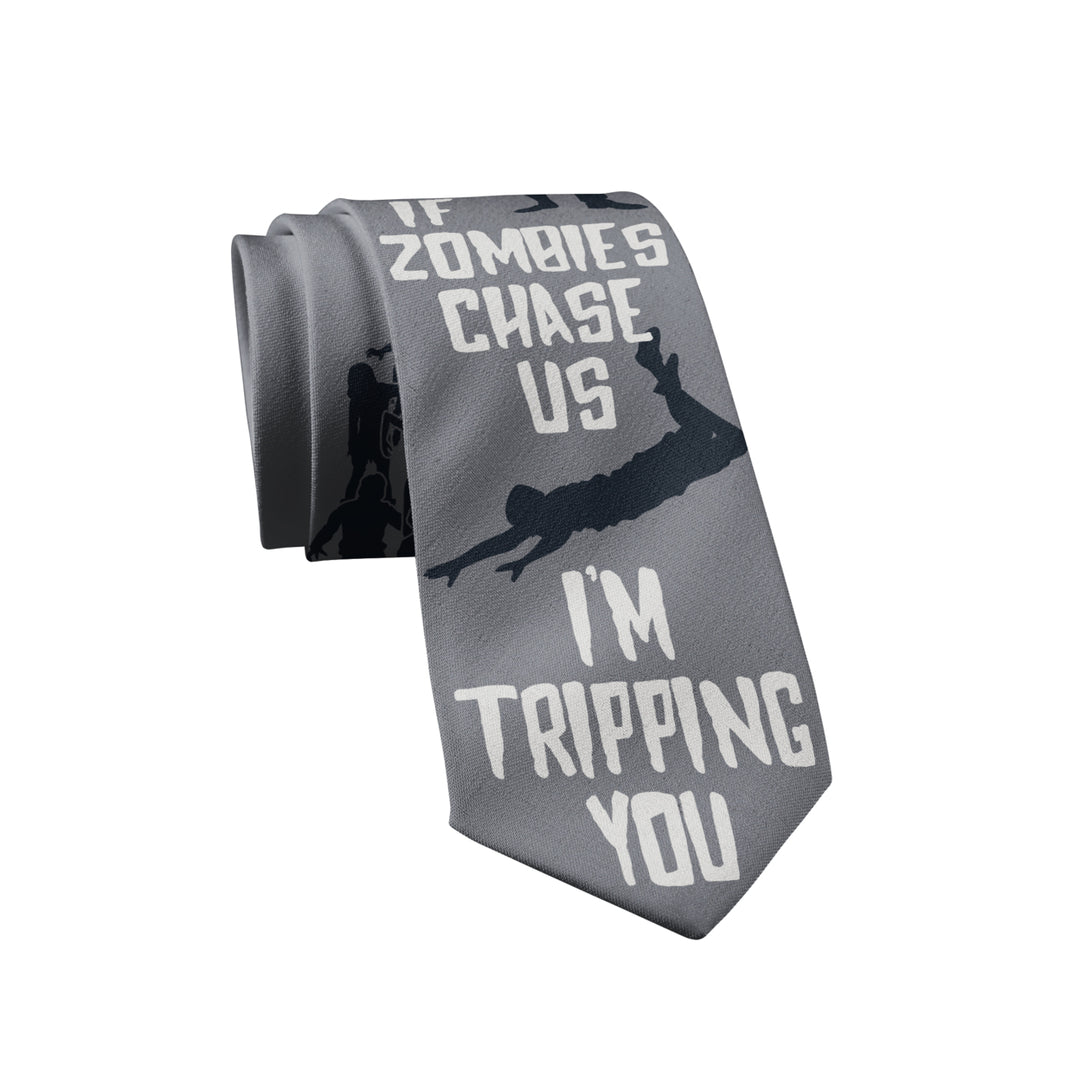 If Zombies Chase Us Im Tripping You Necktie Funny Neckties for Men Halloween Tie Mens Novelty Neckties Image 2