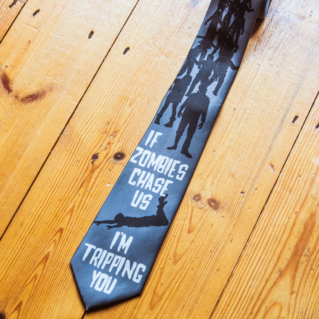 If Zombies Chase Us Im Tripping You Necktie Funny Neckties for Men Halloween Tie Mens Novelty Neckties Image 4