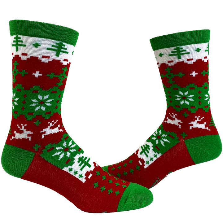 Womens Ugly Christmas Sweater Socks Funny Festive Holiday Xmas Party Novelty Footwear Image 1