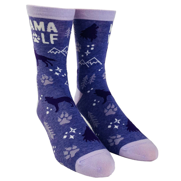 Womens Mama Wolf Socks Funny Camping Mothers Day Novelty Footwear Image 2