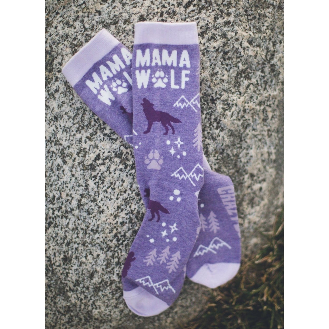 Womens Mama Wolf Socks Funny Camping Mothers Day Novelty Footwear Image 6