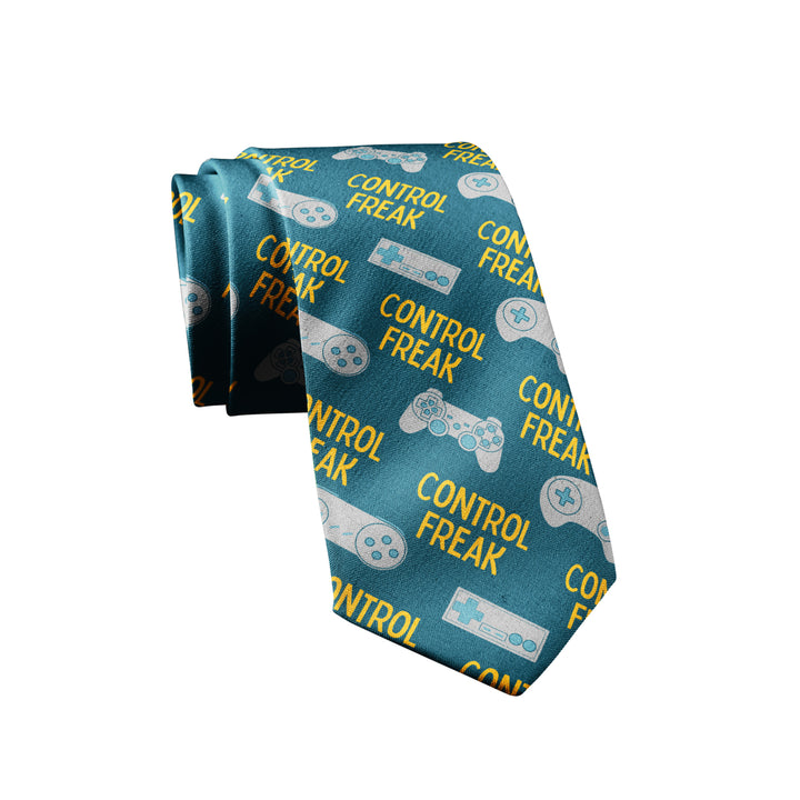 Control Freak Necktie Video Gaming Tie Novelty Ties for Men Gamer Tie Funny Neckties for Guys Image 1