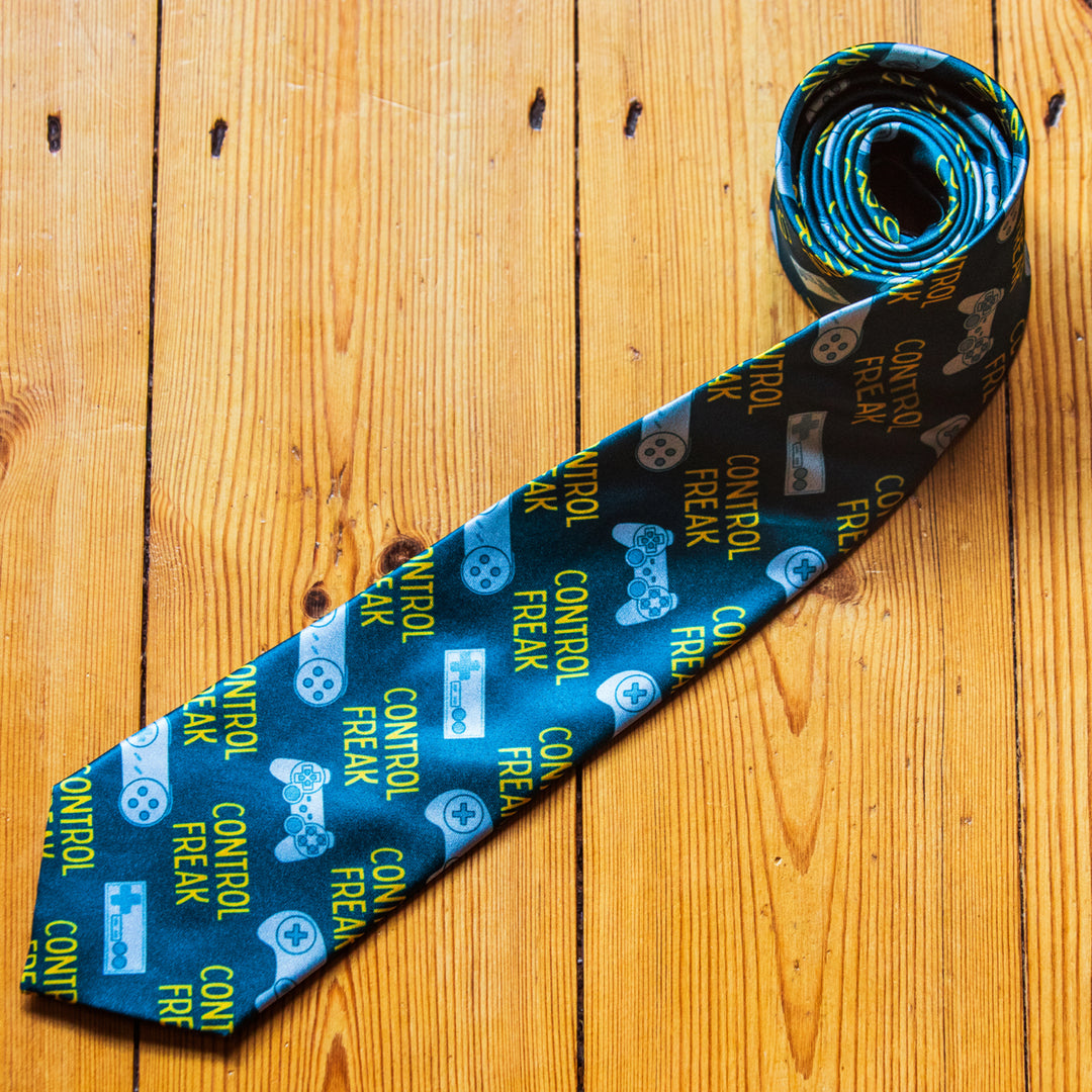 Control Freak Necktie Video Gaming Tie Novelty Ties for Men Gamer Tie Funny Neckties for Guys Image 2