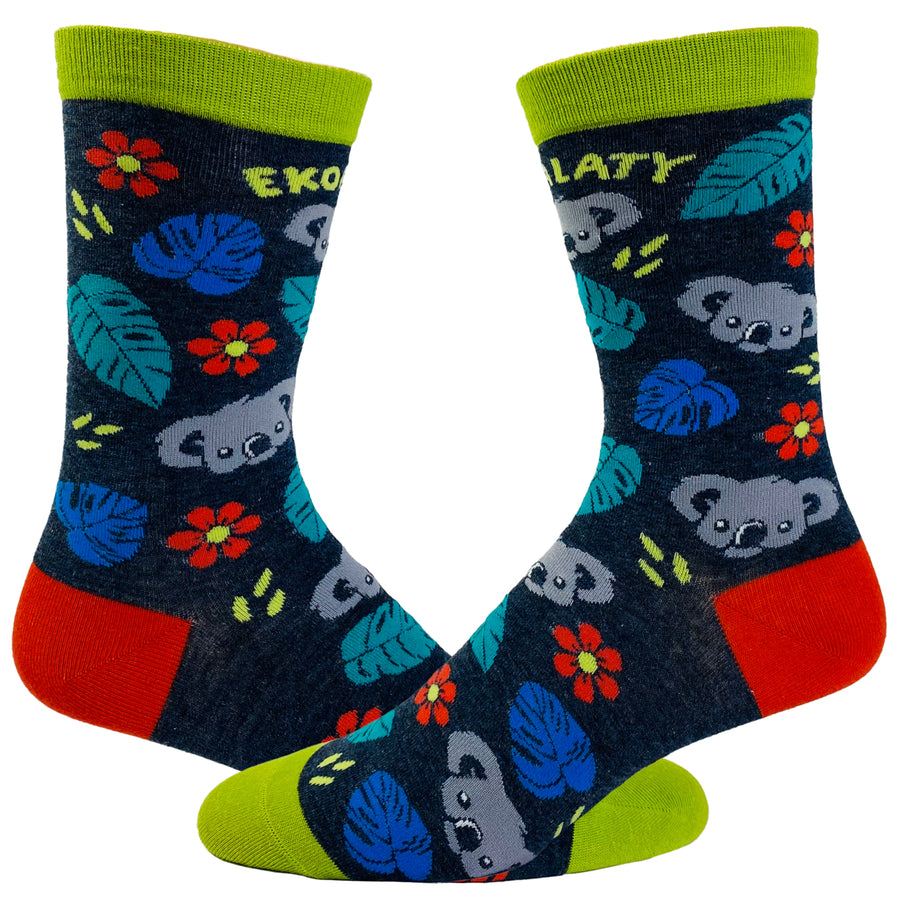 Womens Ekoalaty Socks Funny Equality Koala Bear Promote Peace Novelty Graphic Footwear Image 1