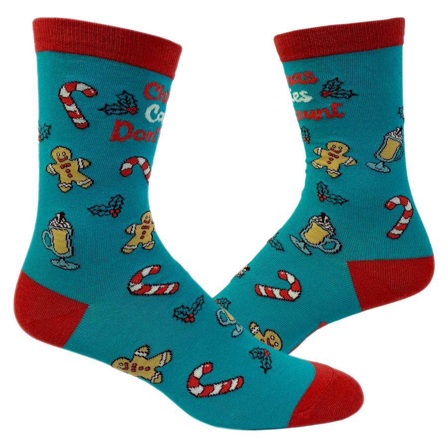 Womens Christmas Calories Dont Count Socks Funny Cookies Food Novelty Graphic Footwear Image 1