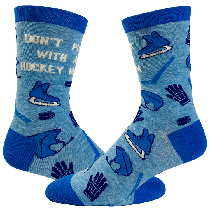 Womens Dont Puck With A Hockey Mom Socks Funny Parenting Adulting Sports Crazy Footwear Image 1