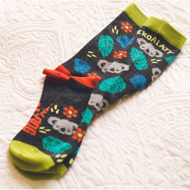 Womens Ekoalaty Socks Funny Equality Koala Bear Promote Peace Novelty Graphic Footwear Image 7