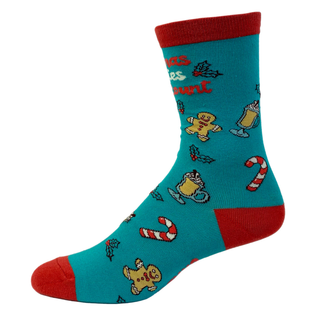 Womens Christmas Calories Dont Count Socks Funny Cookies Food Novelty Graphic Footwear Image 4