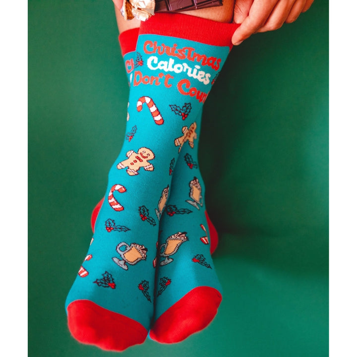 Womens Christmas Calories Dont Count Socks Funny Cookies Food Novelty Graphic Footwear Image 7