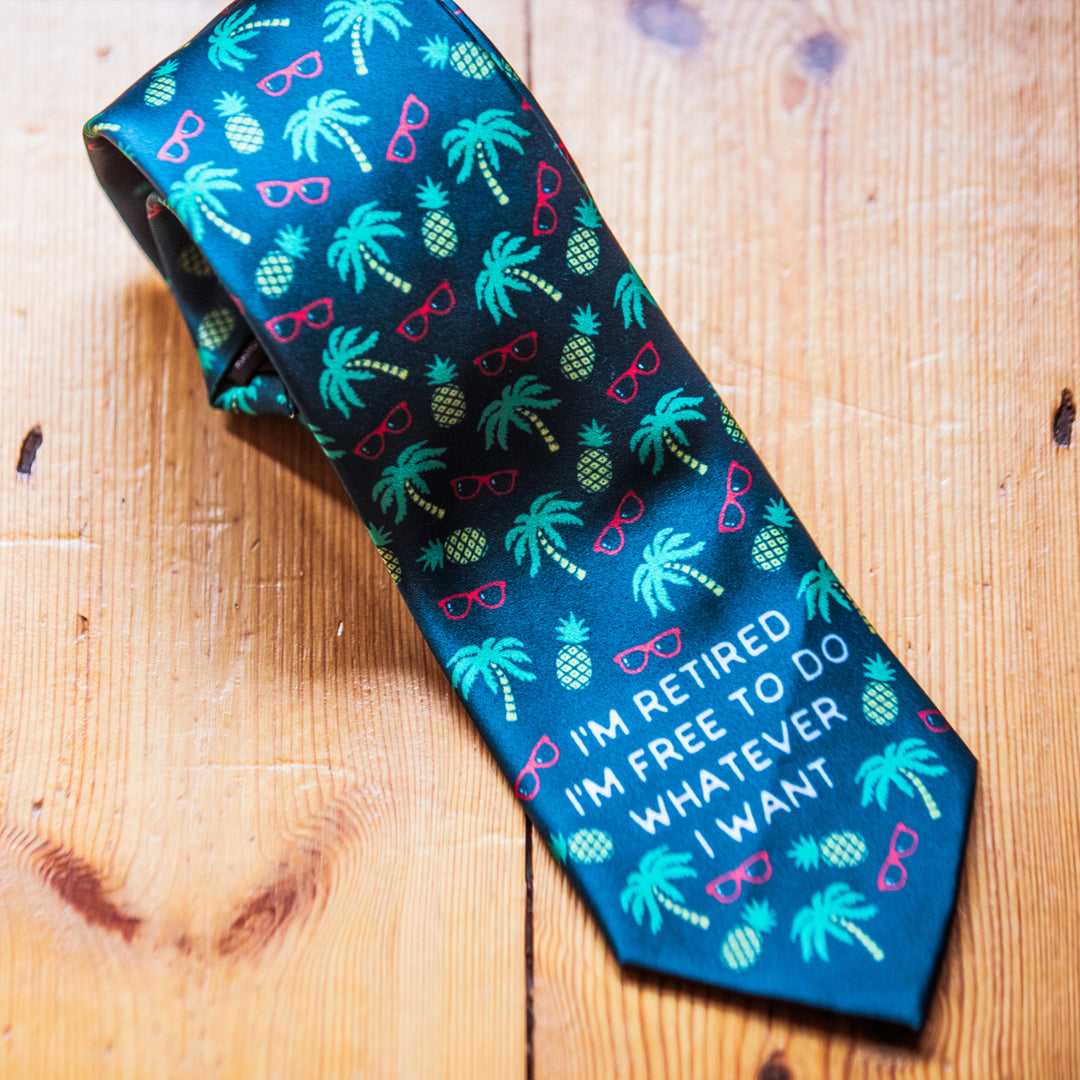 I'm Retired I'm Free To Do Whatever I Want Necktie Funny Ties Retirement Tie Mens Novelty Neckties Image 2