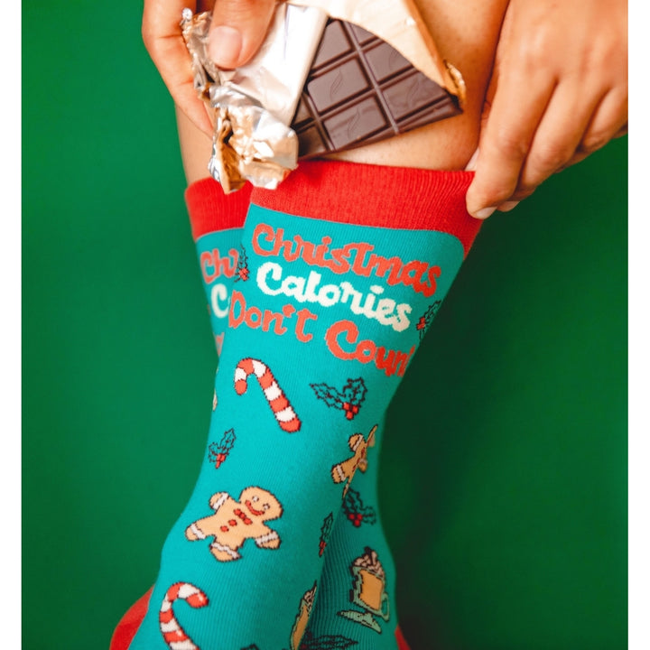 Womens Christmas Calories Dont Count Socks Funny Cookies Food Novelty Graphic Footwear Image 8