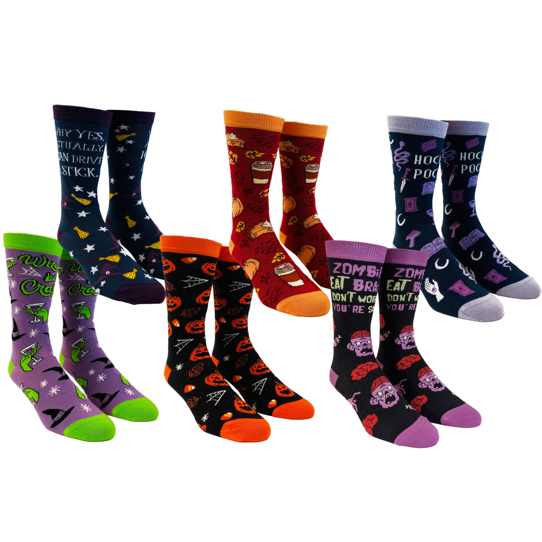 Womens Halloween Sock Bundle Funny 6 Pack of Spooky October Girls Footwear Image 1