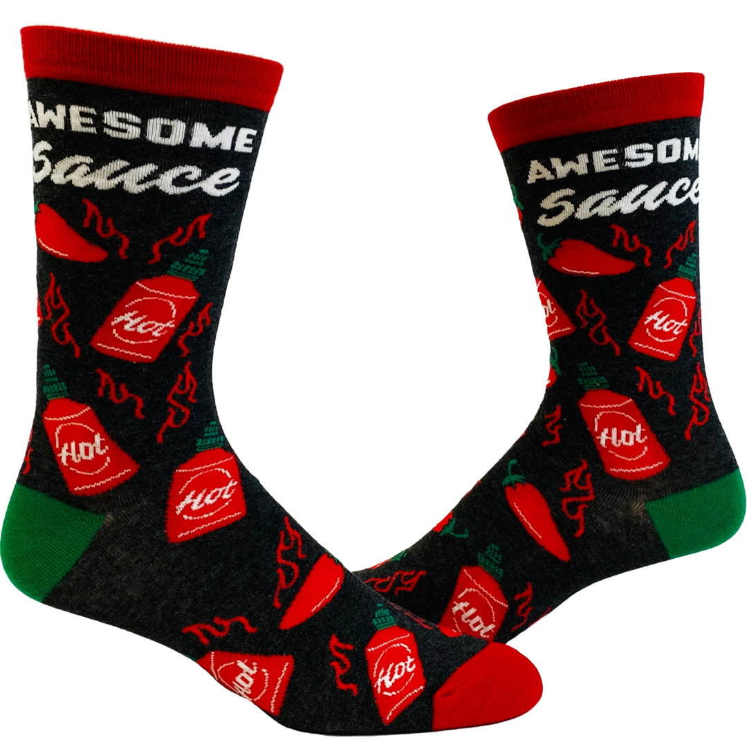 Womens Awesome Sauce Socks Funny Spicy Hot Sauce Lover Graphic Novelty Footwear Image 1