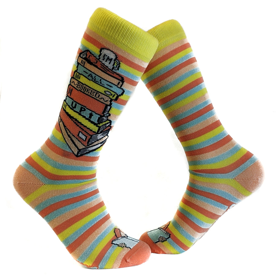 Womens Im All Booked Up Socks Funny Reading Books Teacher Footwear Image 1