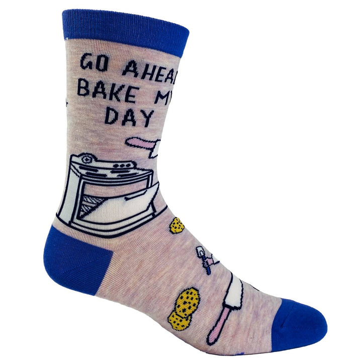 Womens Go Ahead Bake My Day Socks Funny Karate Baking Cookies Kitchen Novelty Footwear Image 6