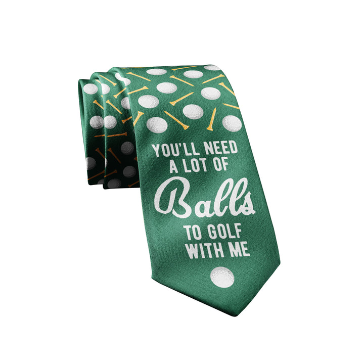 Youll Need A Lot Of Balls To Golf With Me Necktie Funny Neckties for Men Golf Tie Nerdy Golfing Ties Mens Novelty Image 1