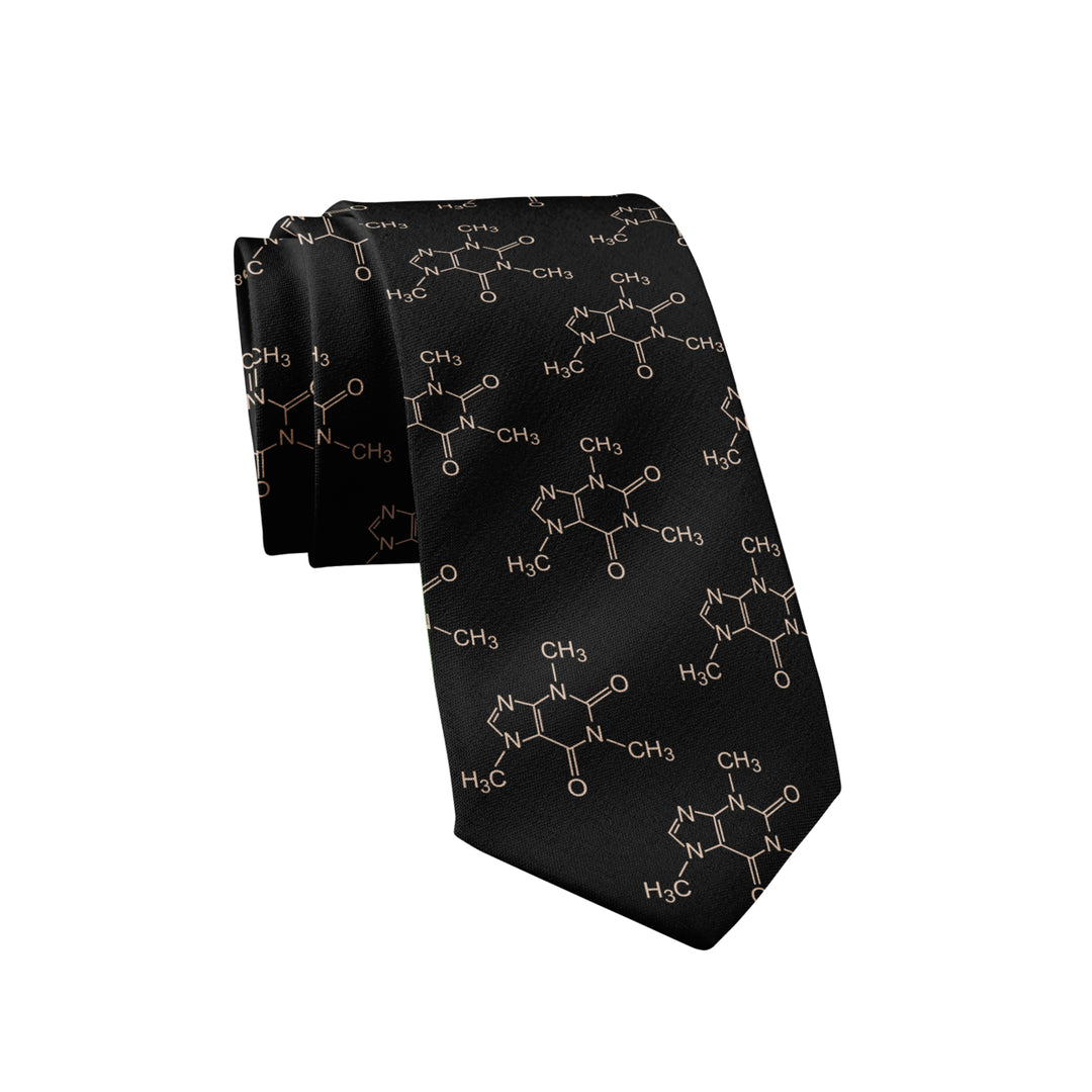 Caffeine Molecules Necktie Funny Neckties for Men Coffee Tie Novelty Ties for Guys Image 1