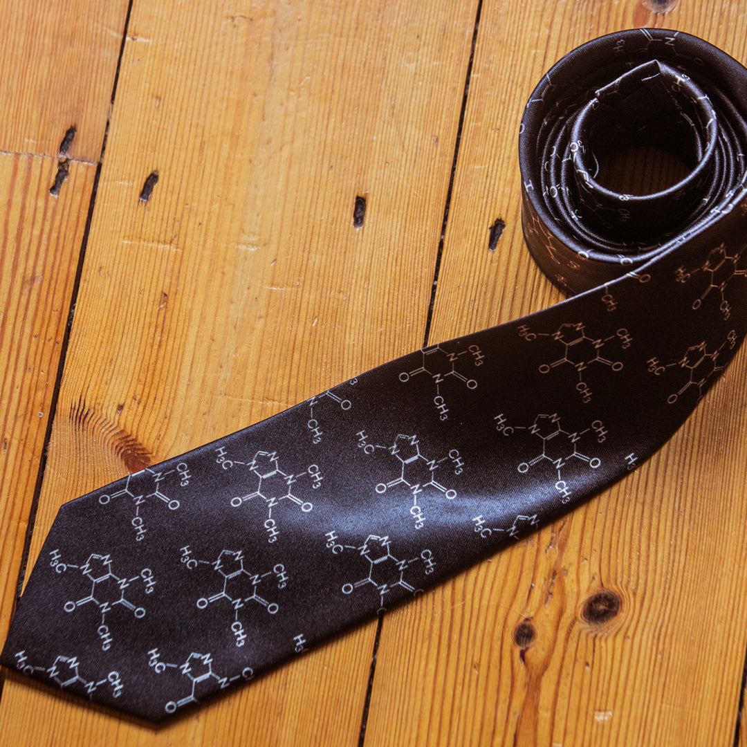 Caffeine Molecules Necktie Funny Neckties for Men Coffee Tie Novelty Ties for Guys Image 2