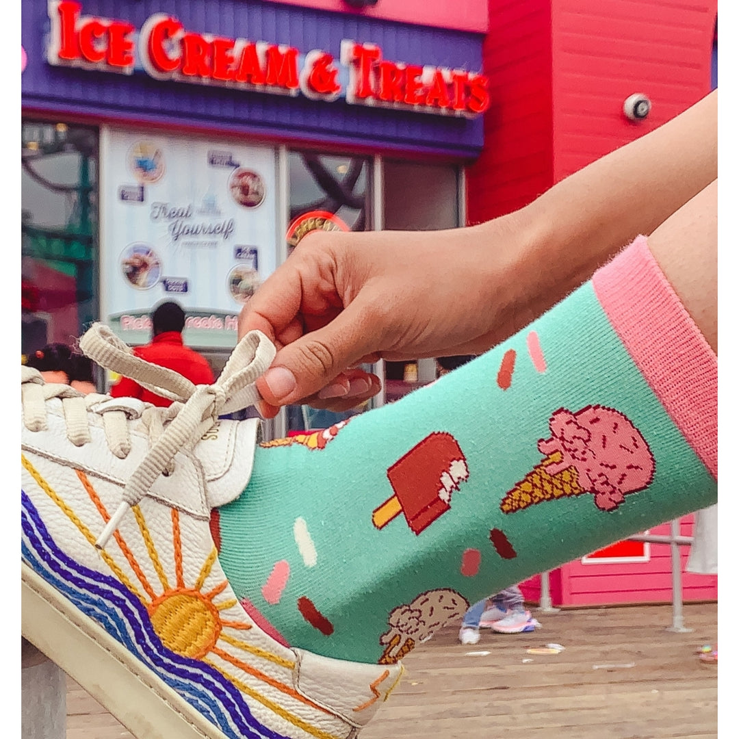 Womens Ice Cream Socks Funny Frozen Treat Dessert Vanilla Chocolate Cone Graphic Novelty Footwear Image 7