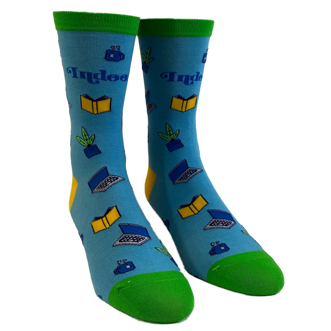 Womens Indoorsy Socks Funny Homebody Cozy Graphic Novelty Footwear Image 2