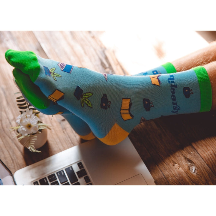 Womens Indoorsy Socks Funny Homebody Cozy Graphic Novelty Footwear Image 8