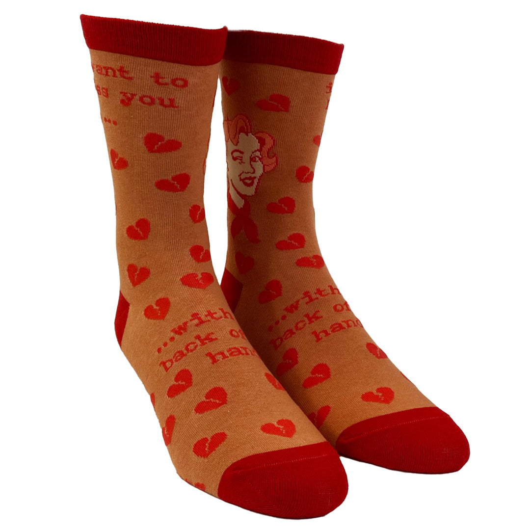 Womens I Want To Kiss You With The Back Of My Hand Socks Funny Sarcastic Slap Footwear Image 2