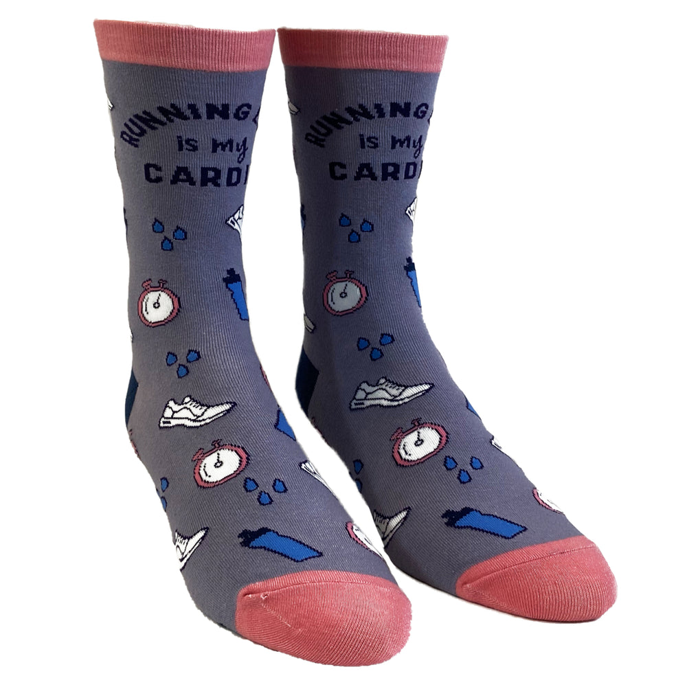 Womens Running Late Is My Cardio Socks Funny Fitness On Time Graphic Novelty Footwear Image 2