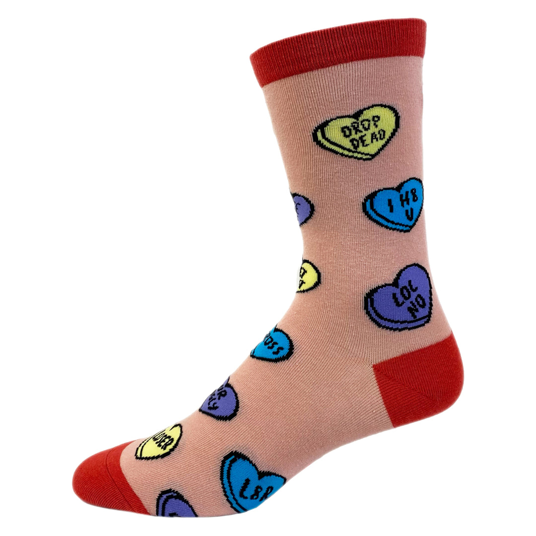 Womens Offensive Candy Heart Socks Funny Valentines Day Insult Graphic Novelty Footwear Image 4