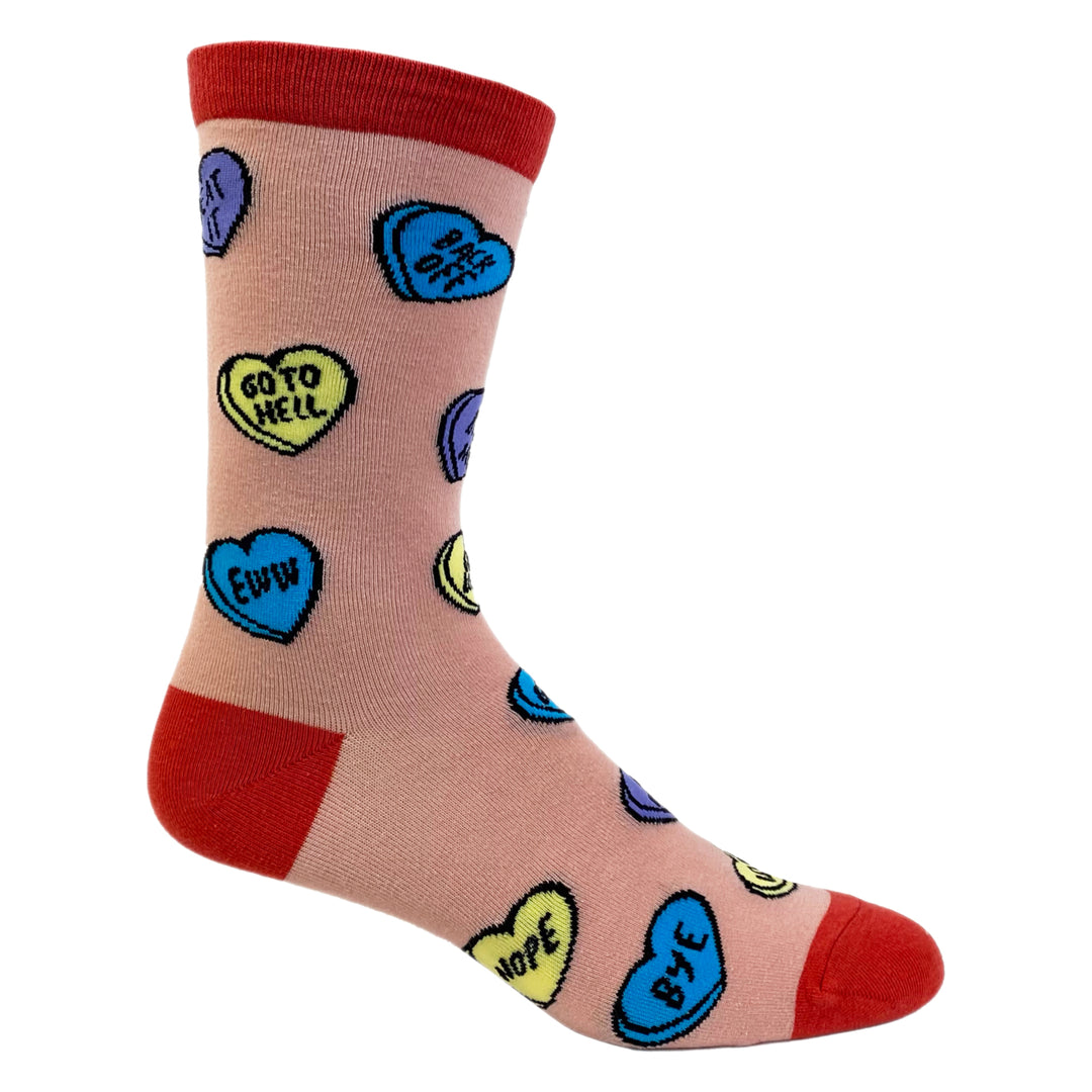 Womens Offensive Candy Heart Socks Funny Valentines Day Insult Graphic Novelty Footwear Image 6