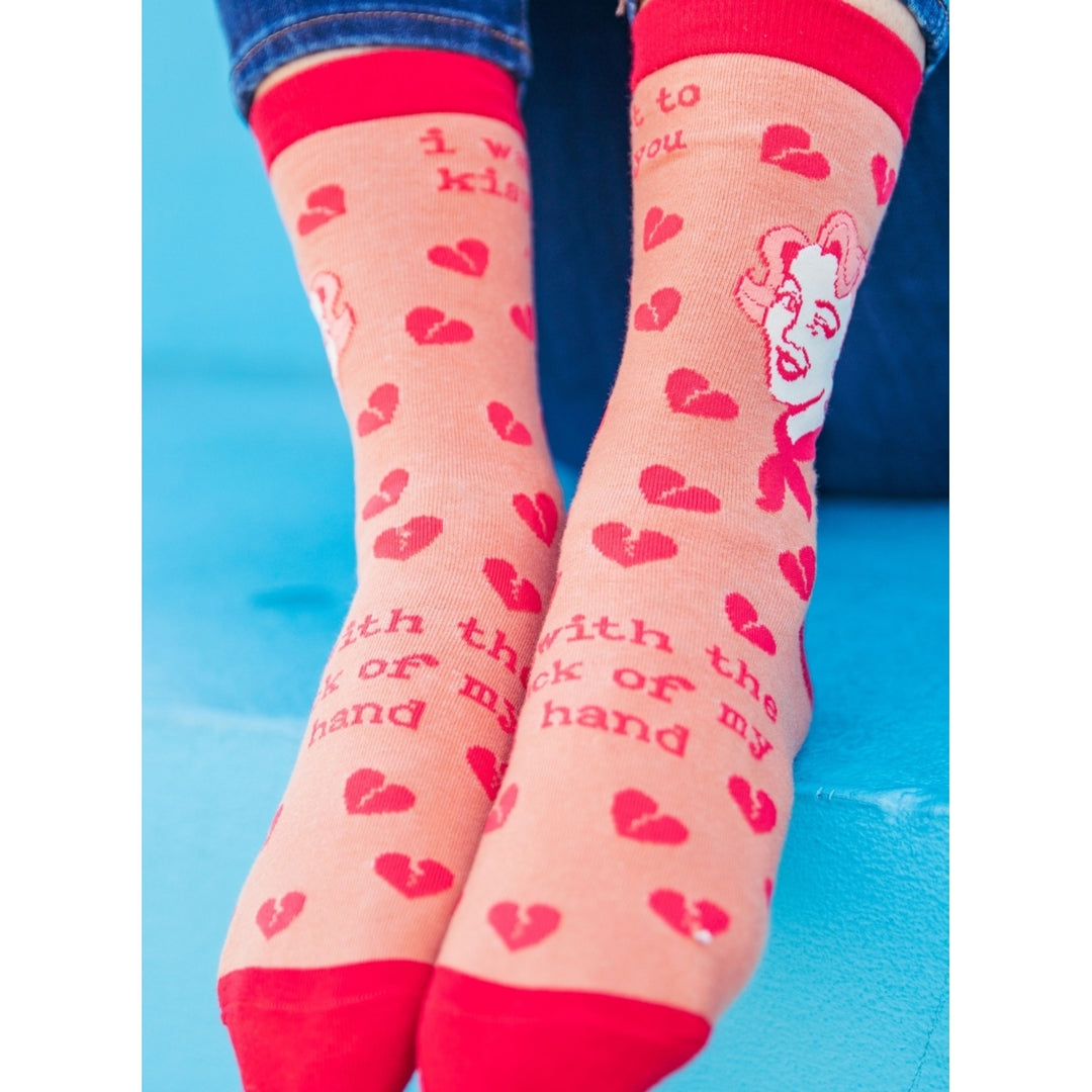 Womens I Want To Kiss You With The Back Of My Hand Socks Funny Sarcastic Slap Footwear Image 8