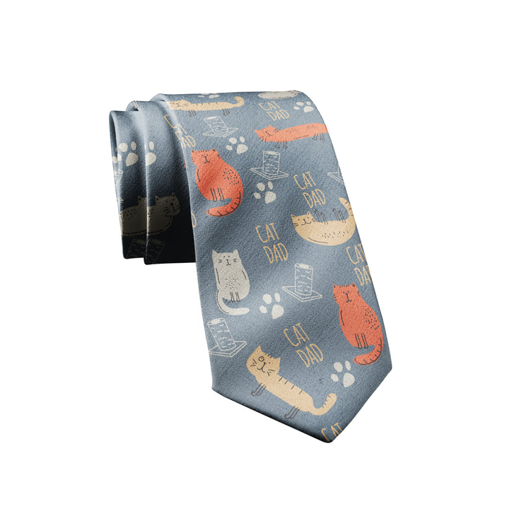 Cat Dad Necktie Funny Neckties for Men Nerdy Cat Tie Mens Novelty Neckties Image 1