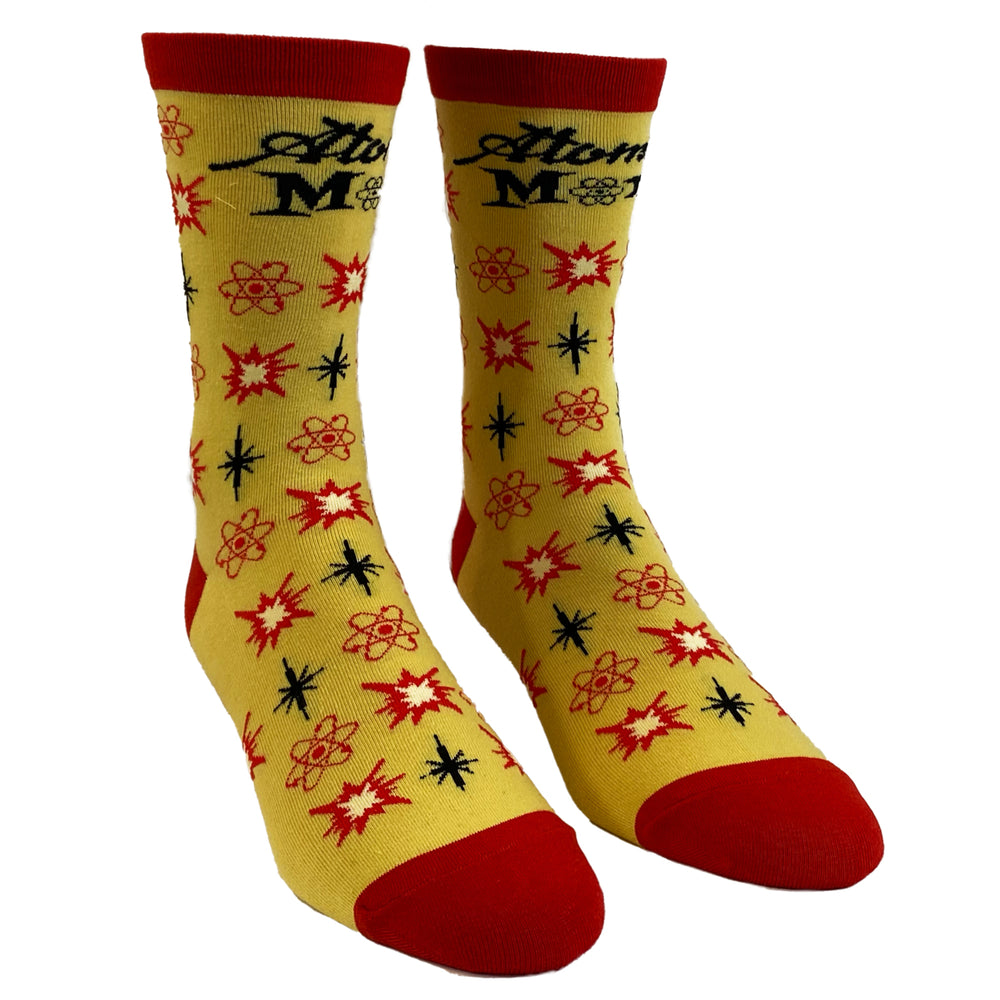 Womens Atomic Mom Socks Funny Nerdy Science Atoms Graphic Novelty Footwear Image 2