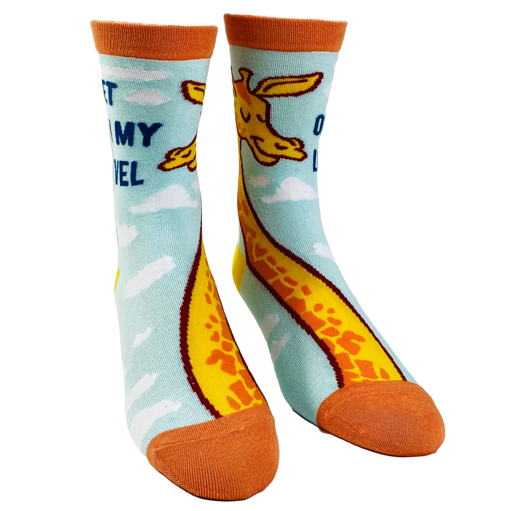 Youth Get On My Level Socks Funny Tall Giraffe Novelty Graphic Footwear Image 2