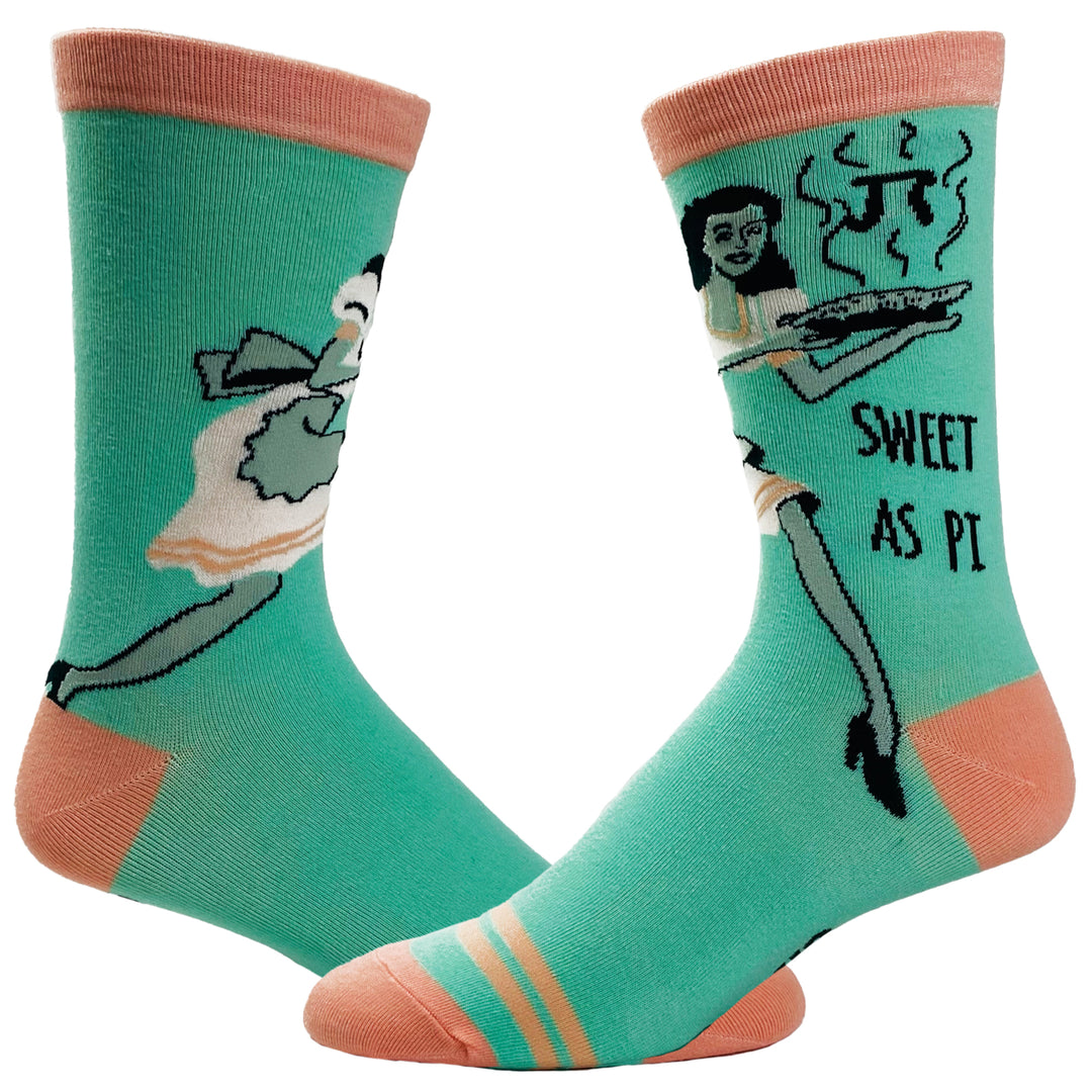 Womens Sweet As Pi Socks Funny Math Nerd 3.14 Novelty Dessert Kitchen Graphic Footwear Image 1