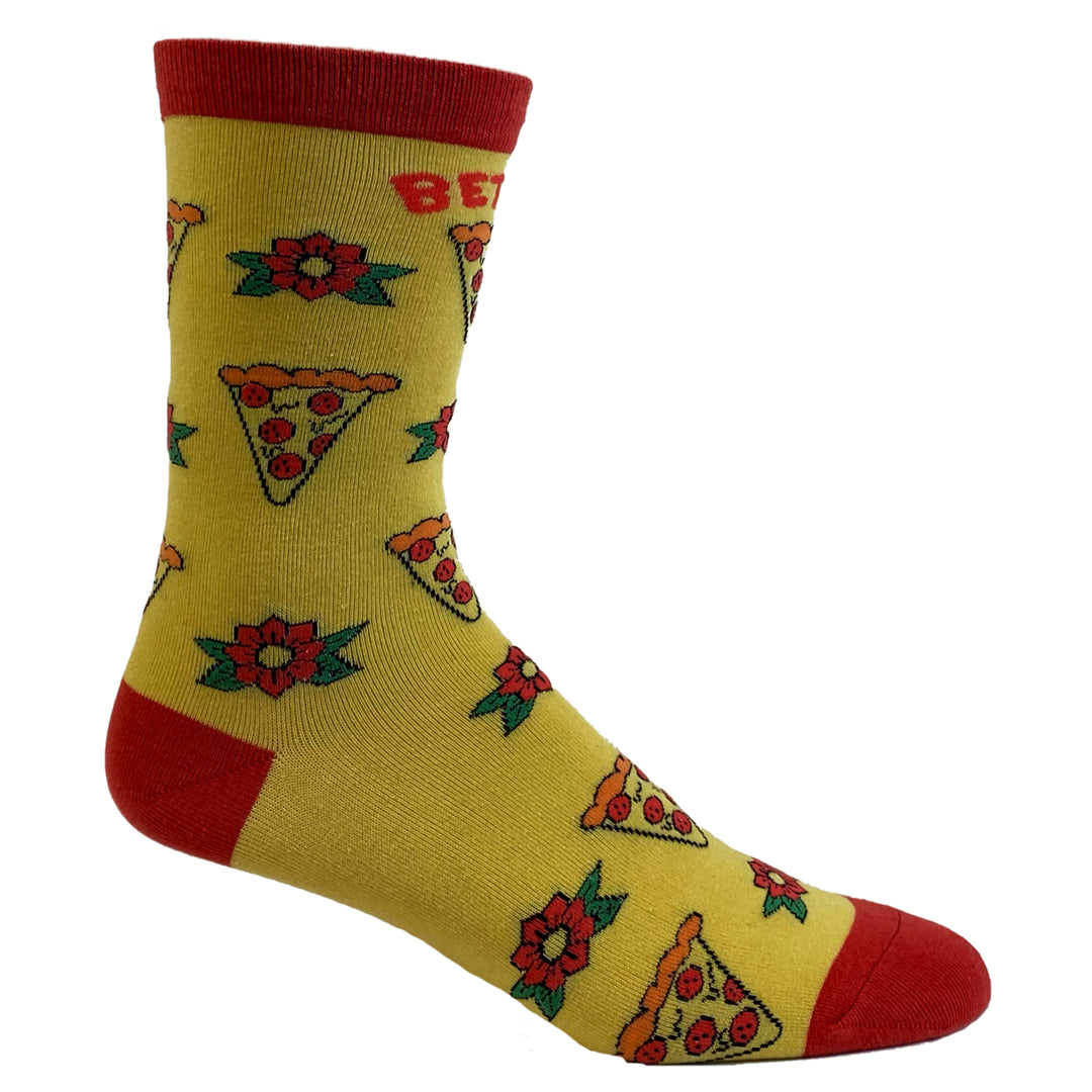 Womens Better Together Hawaiian Pizza Socks Funny Pineapple And Pizza Graphic Novelty Footwear Image 6