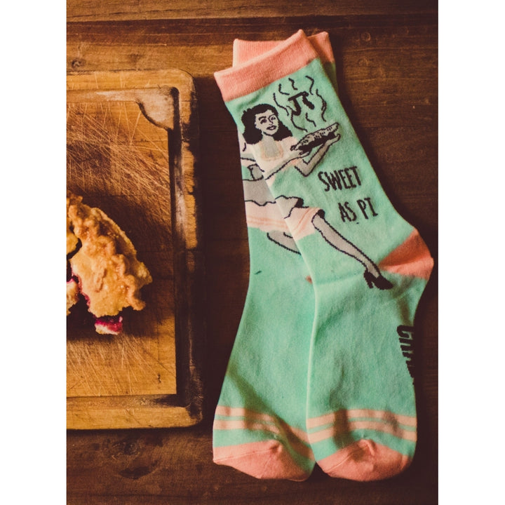 Womens Sweet As Pi Socks Funny Math Nerd 3.14 Novelty Dessert Kitchen Graphic Footwear Image 7