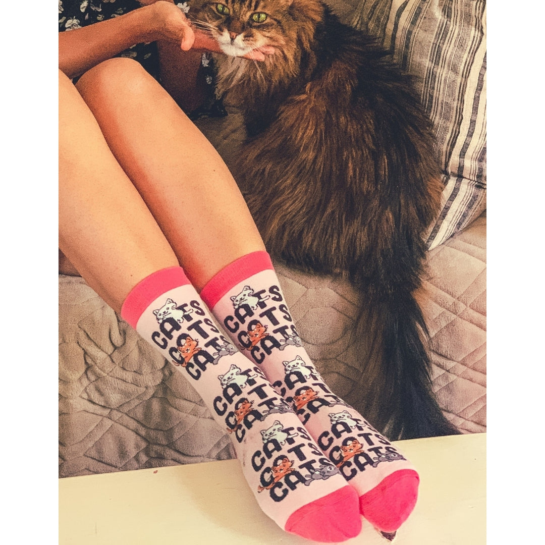 Womens Cats Cats Cats Socks Funny Crazy Cat Lady Pet Kitty Animal Lover Graphic Novelty Footwear Image 7