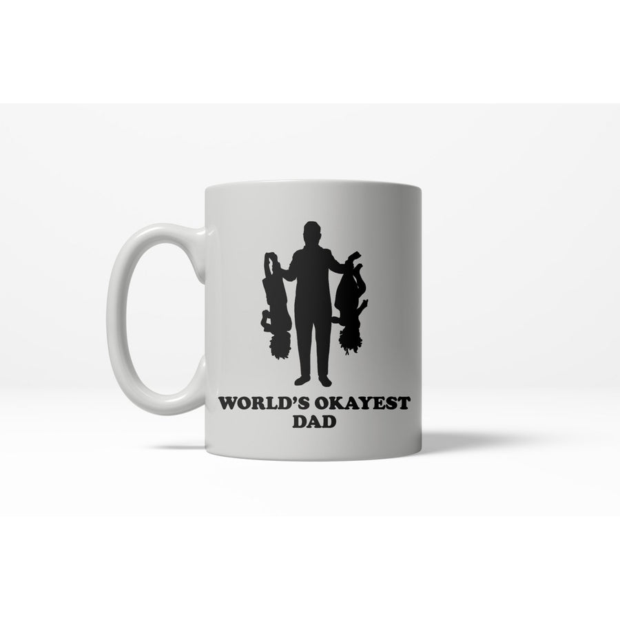 Worlds Okayest Dad Upside Down Kids Funny Fathers Day Ceramic Coffee Drinking Mug (White) - 11oz Image 1