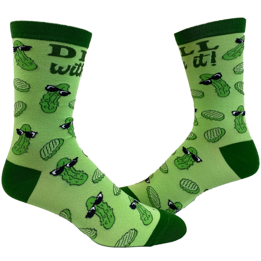 Womens Dill With It Socks Funny Pickles Deal With It Funny Vegetables Graphic Novelty Footwear Image 1