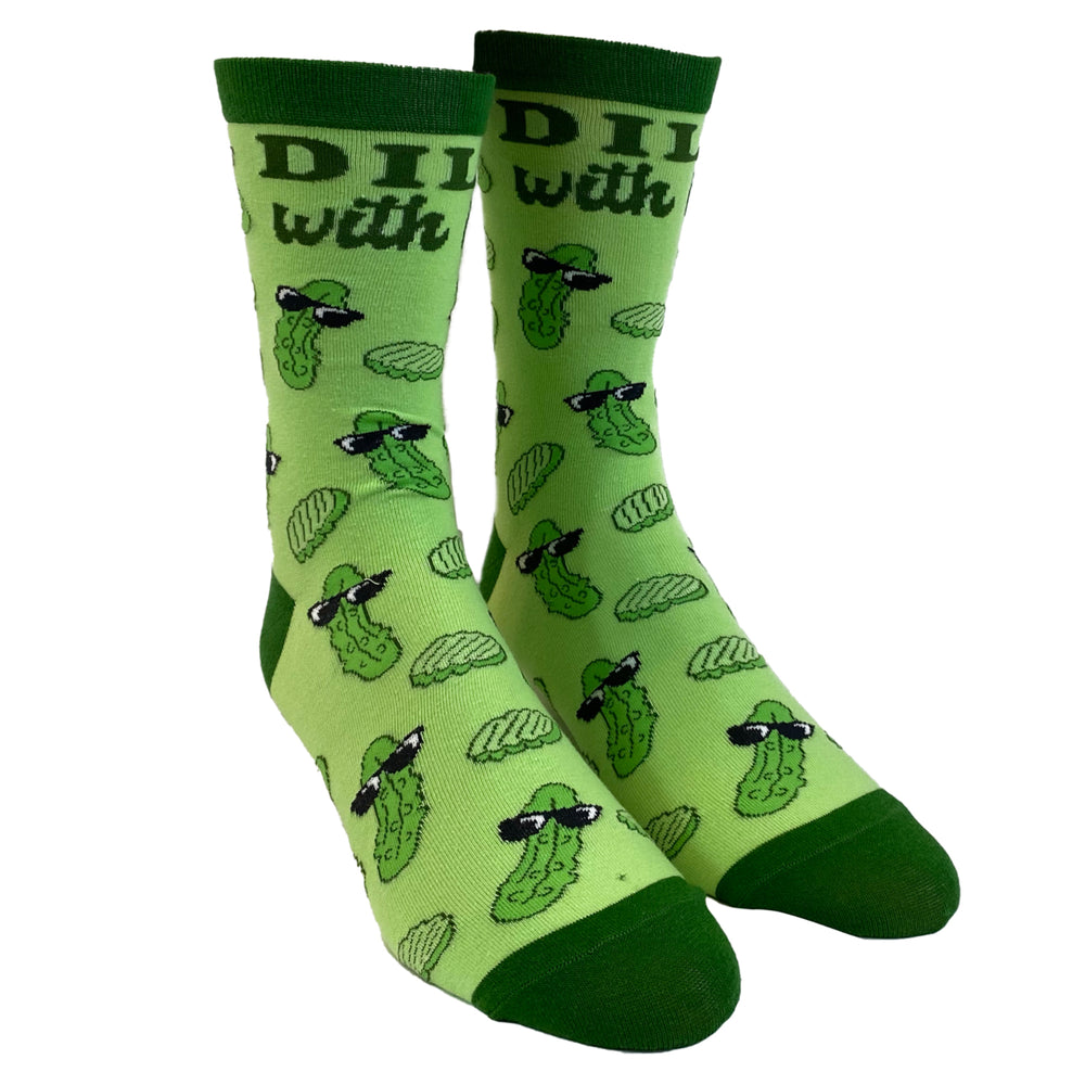 Womens Dill With It Socks Funny Pickles Deal With It Funny Vegetables Graphic Novelty Footwear Image 2