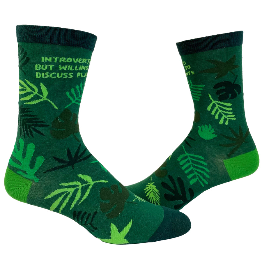 Womens Introverted But Willing To Discuss Plants Socks Funny Gardening House Plant Graphic Footwear Image 1