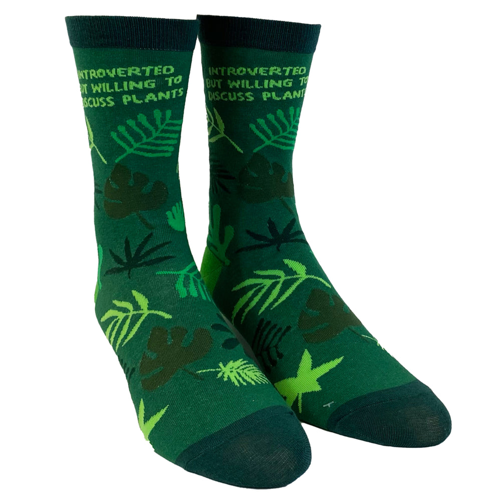 Womens Introverted But Willing To Discuss Plants Socks Funny Gardening House Plant Graphic Footwear Image 2