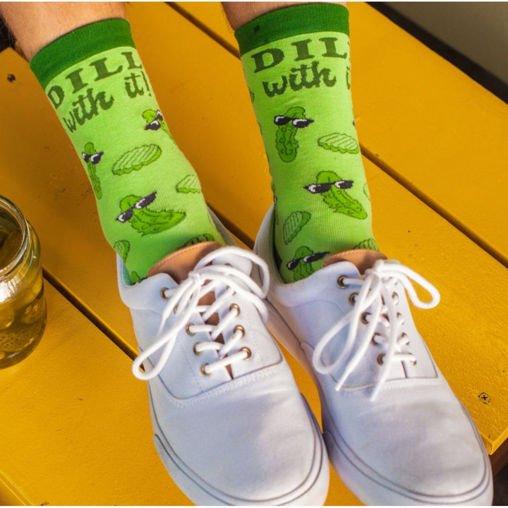 Womens Dill With It Socks Funny Pickles Deal With It Funny Vegetables Graphic Novelty Footwear Image 7