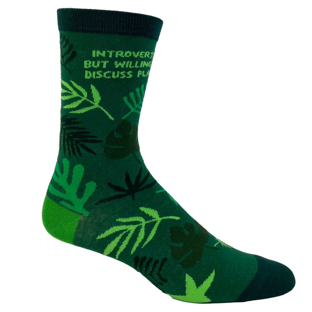 Womens Introverted But Willing To Discuss Plants Socks Funny Gardening House Plant Graphic Footwear Image 6