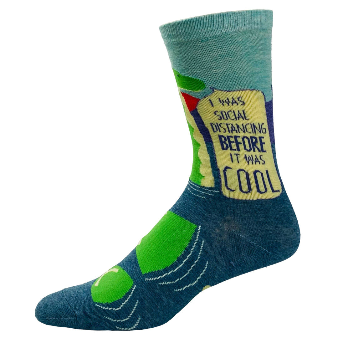 Womens I Was Social Distancing Before It Was Cool Socks Funny Loch Ness Monster Novelty Footwear Image 4