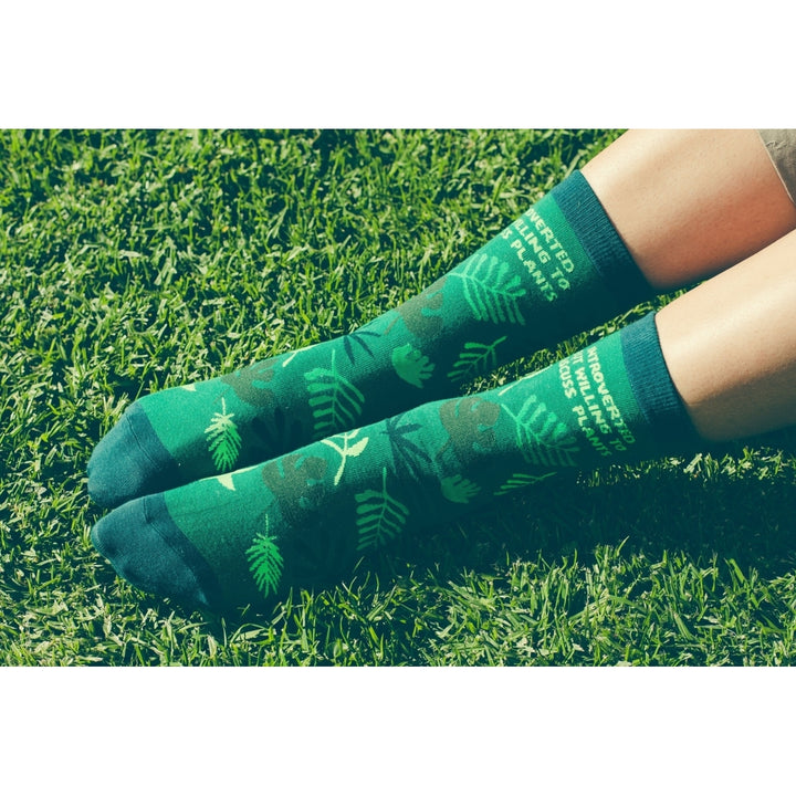 Womens Introverted But Willing To Discuss Plants Socks Funny Gardening House Plant Graphic Footwear Image 7